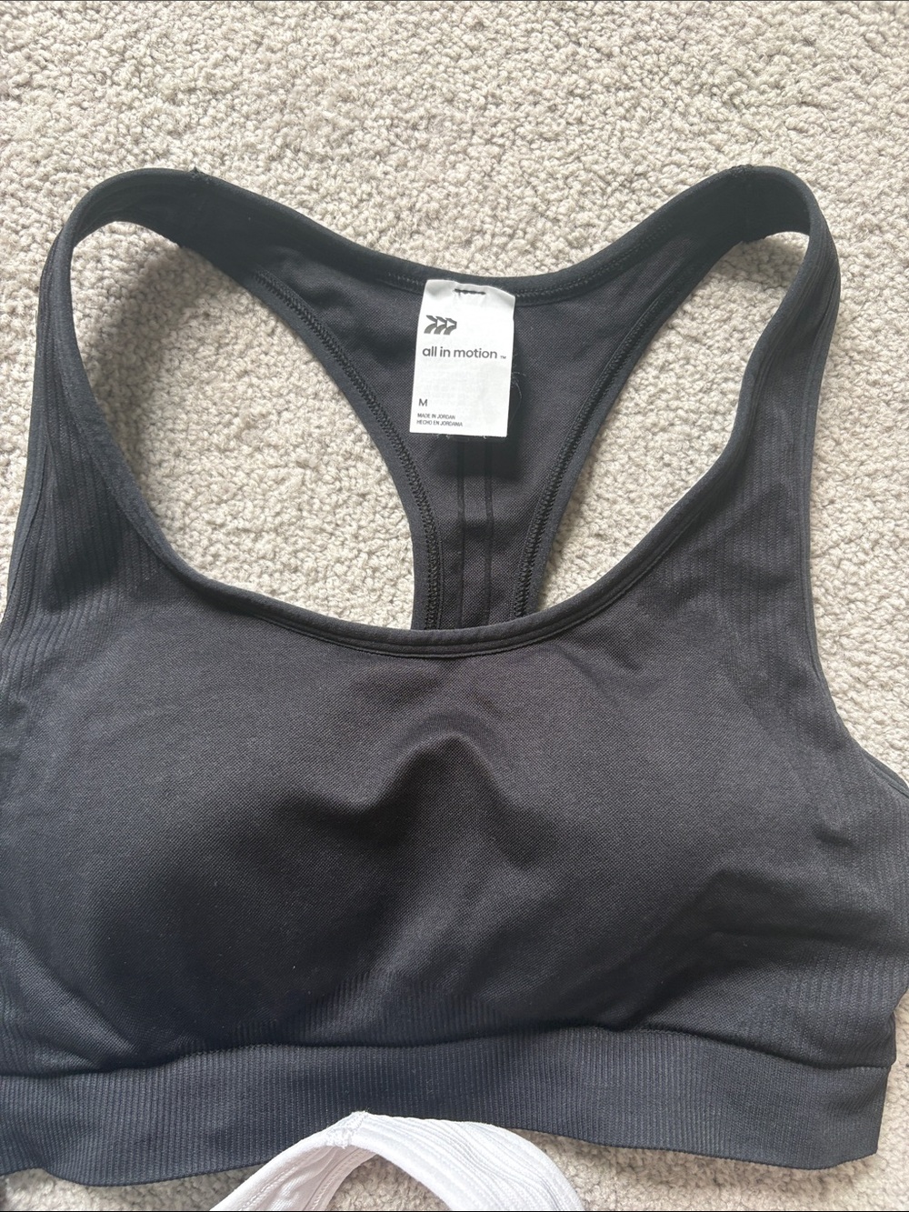 3-Pack Racerback Sports Bras - White, Black, Light Gray - Picture 3 of 5